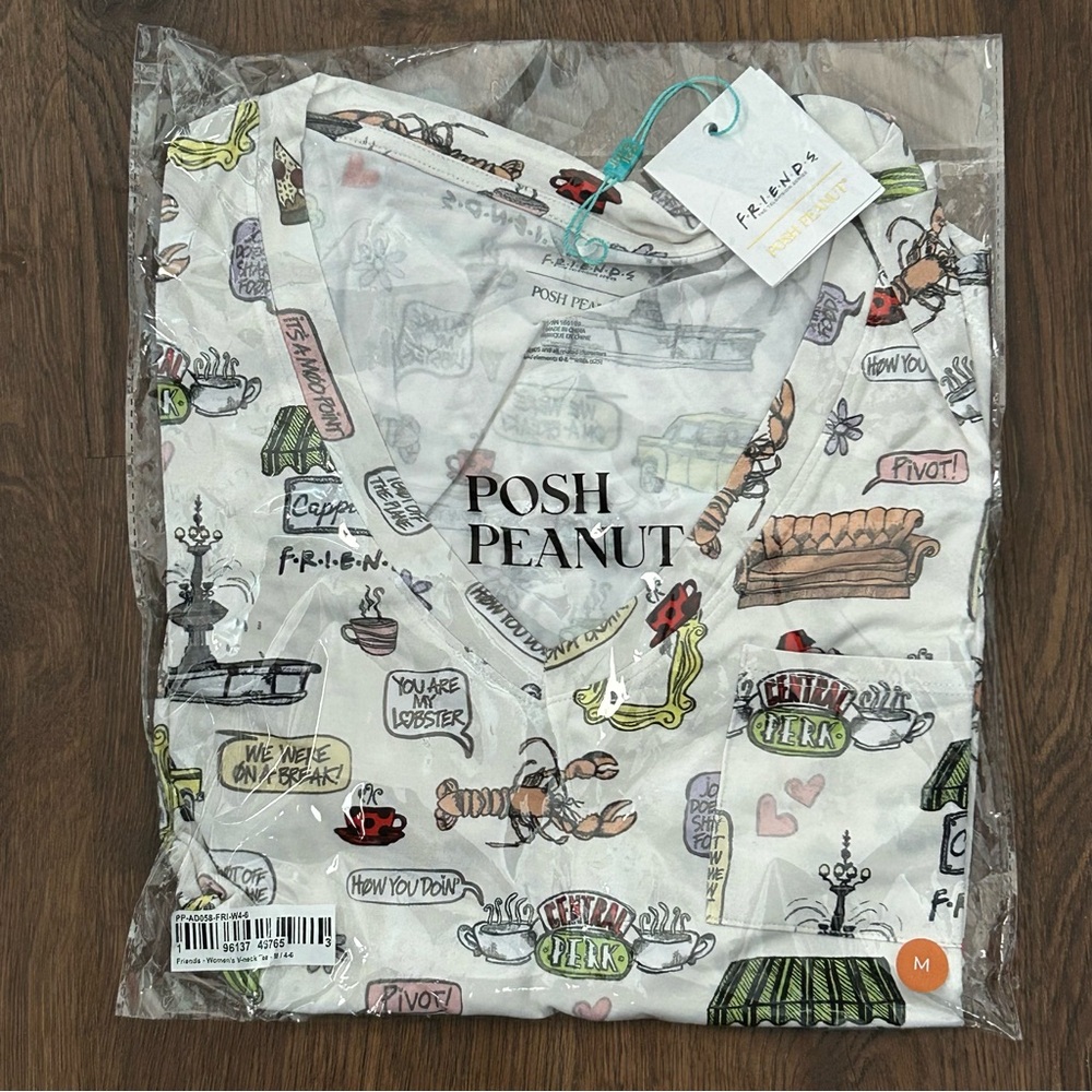 Posh Peanut Friends Women’s V-Neck Tee Medium NWT